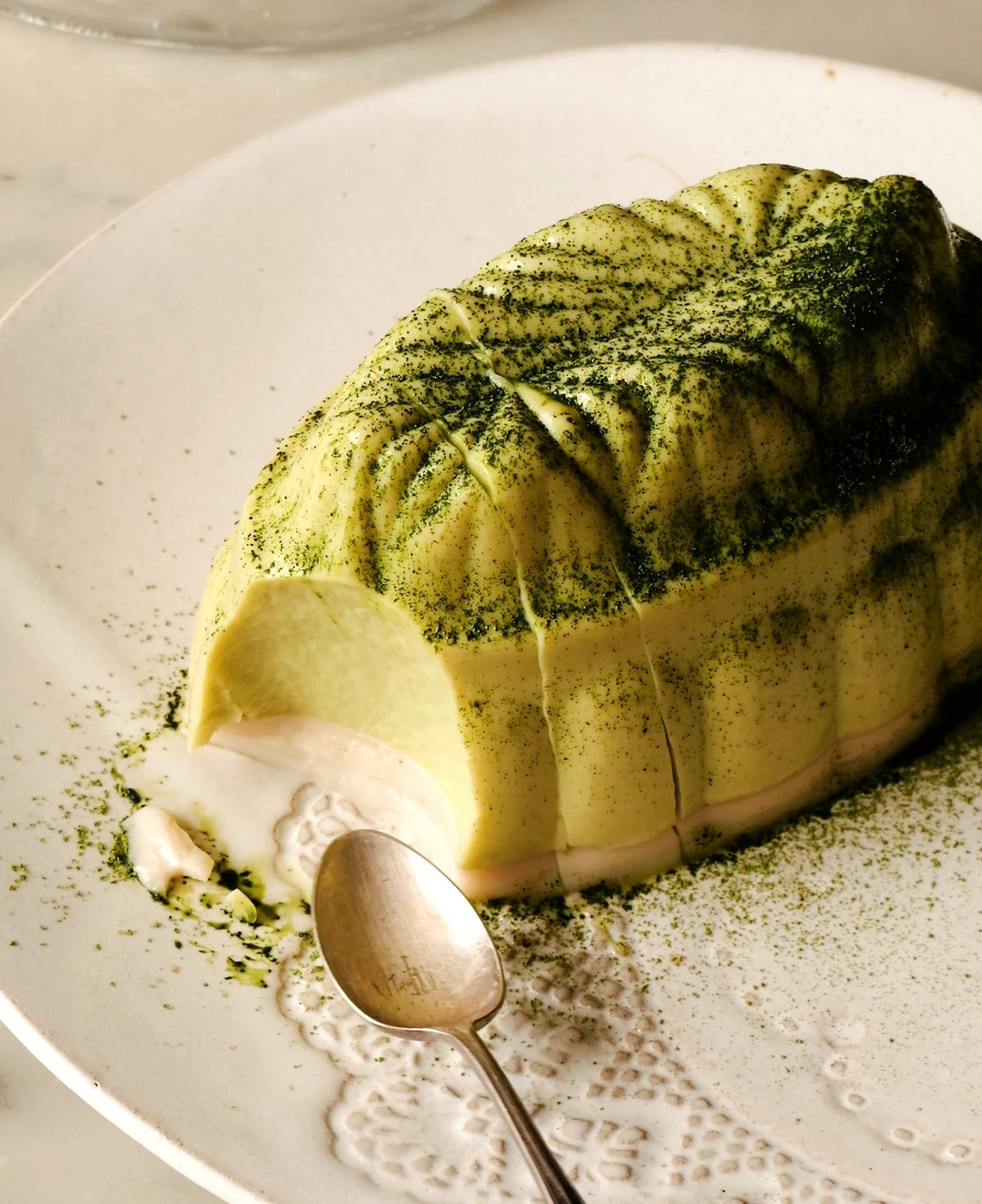 Matcha Budino with Pistachio Milk & Vanilla Chai Protein