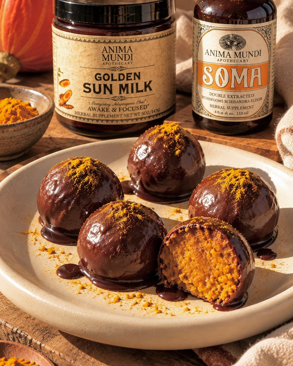 Salted Caramel Pumpkin Truffles with Soma & Golden Sun Milk